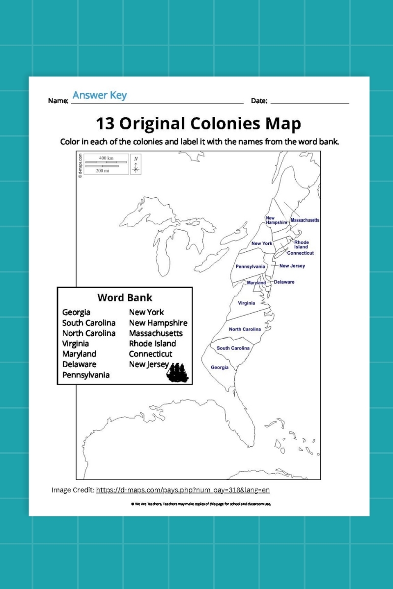 Map Of 13 Original Colonies Printable Fanny Printable