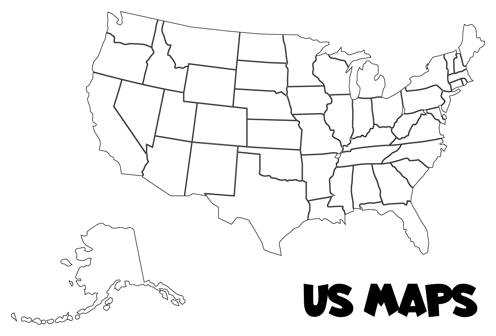 Map Of 50 States Printable