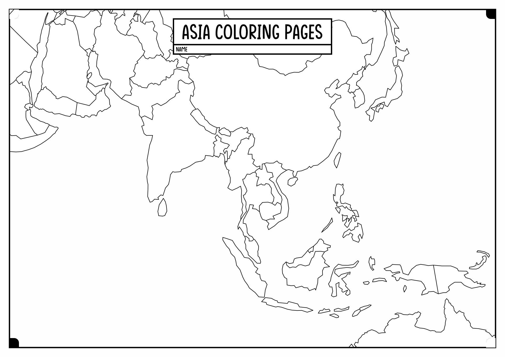 Map Of Asia Blank Printable