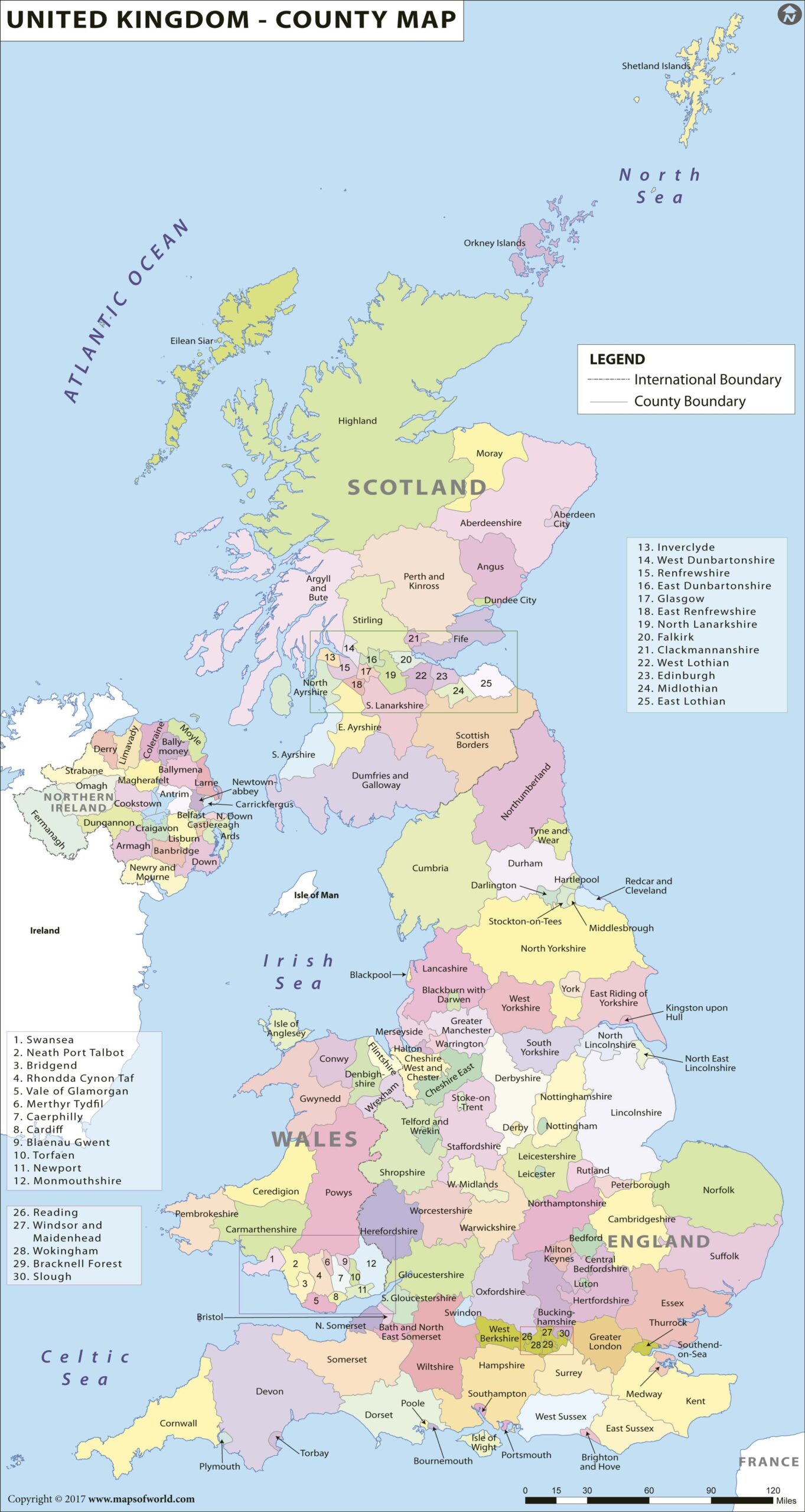Map Of England Counties Printable