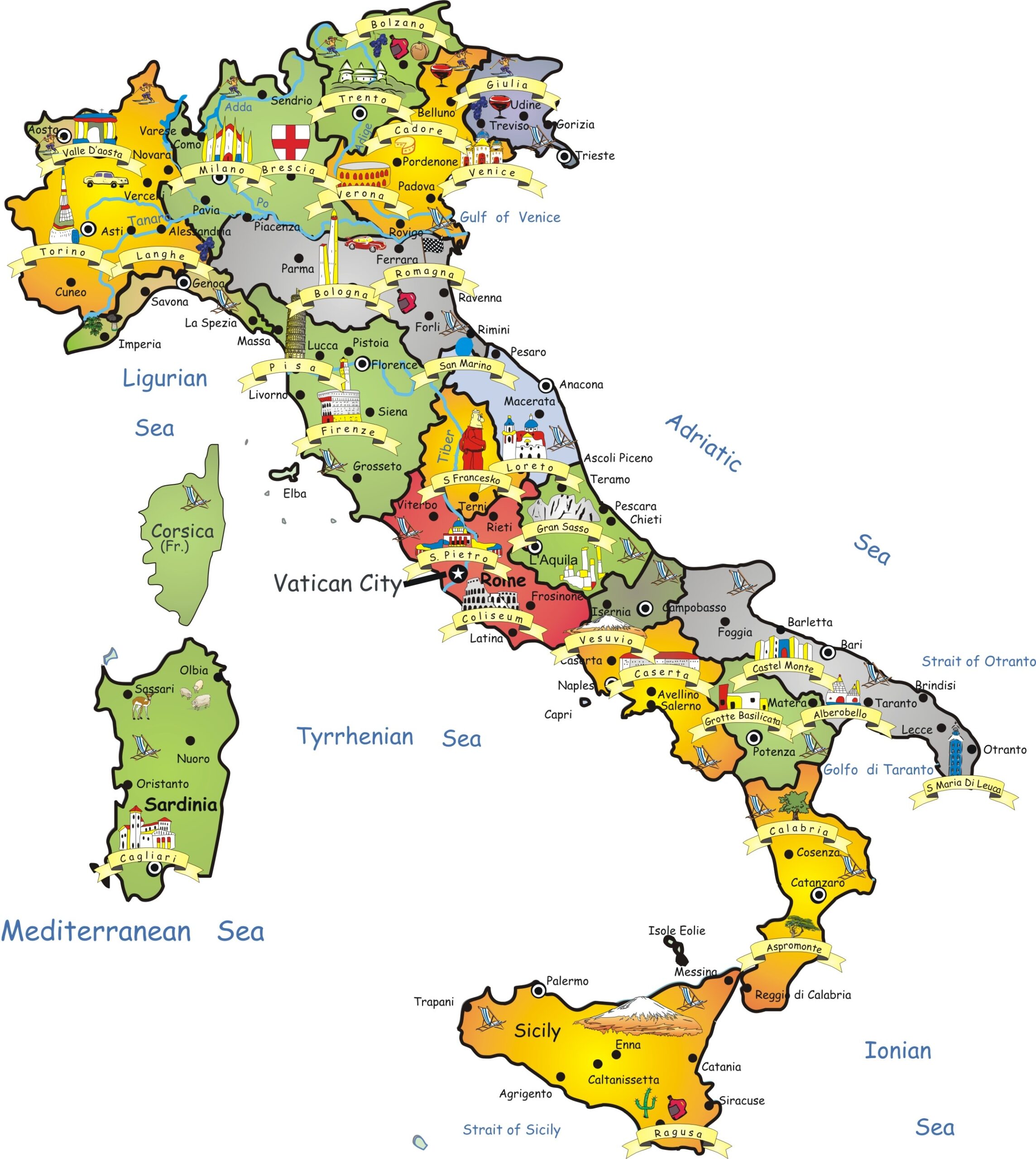 Map Of Italy Printable
