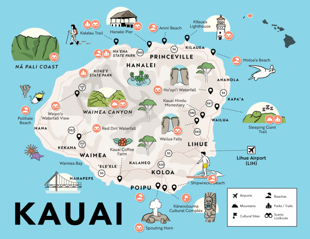 Map Of Kauai Printable Free Printable Maps