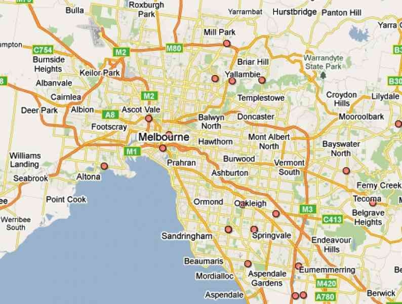 Map Of Melbourne Suburbs Adams Printable Map