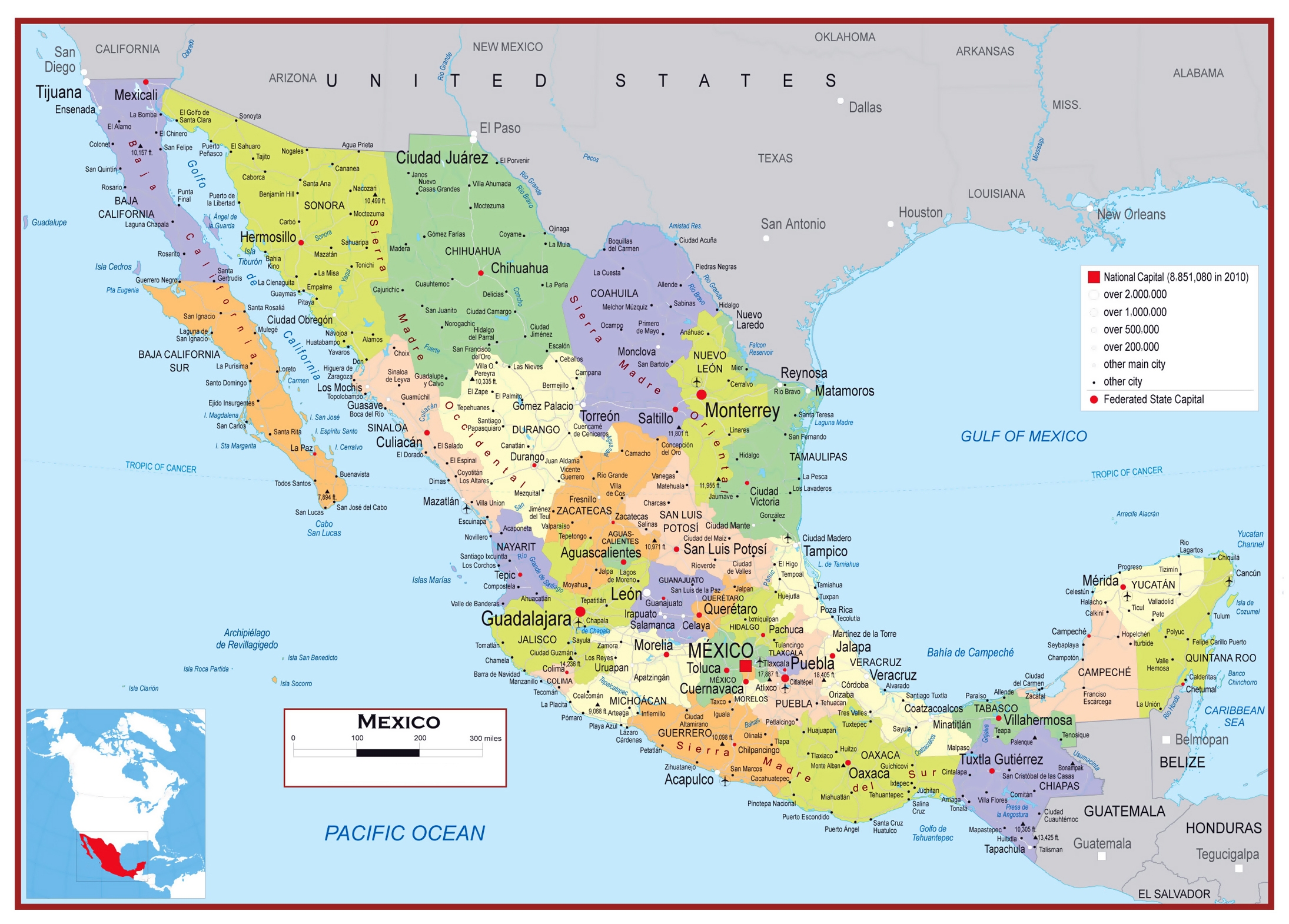 Map Of Mexico Printable