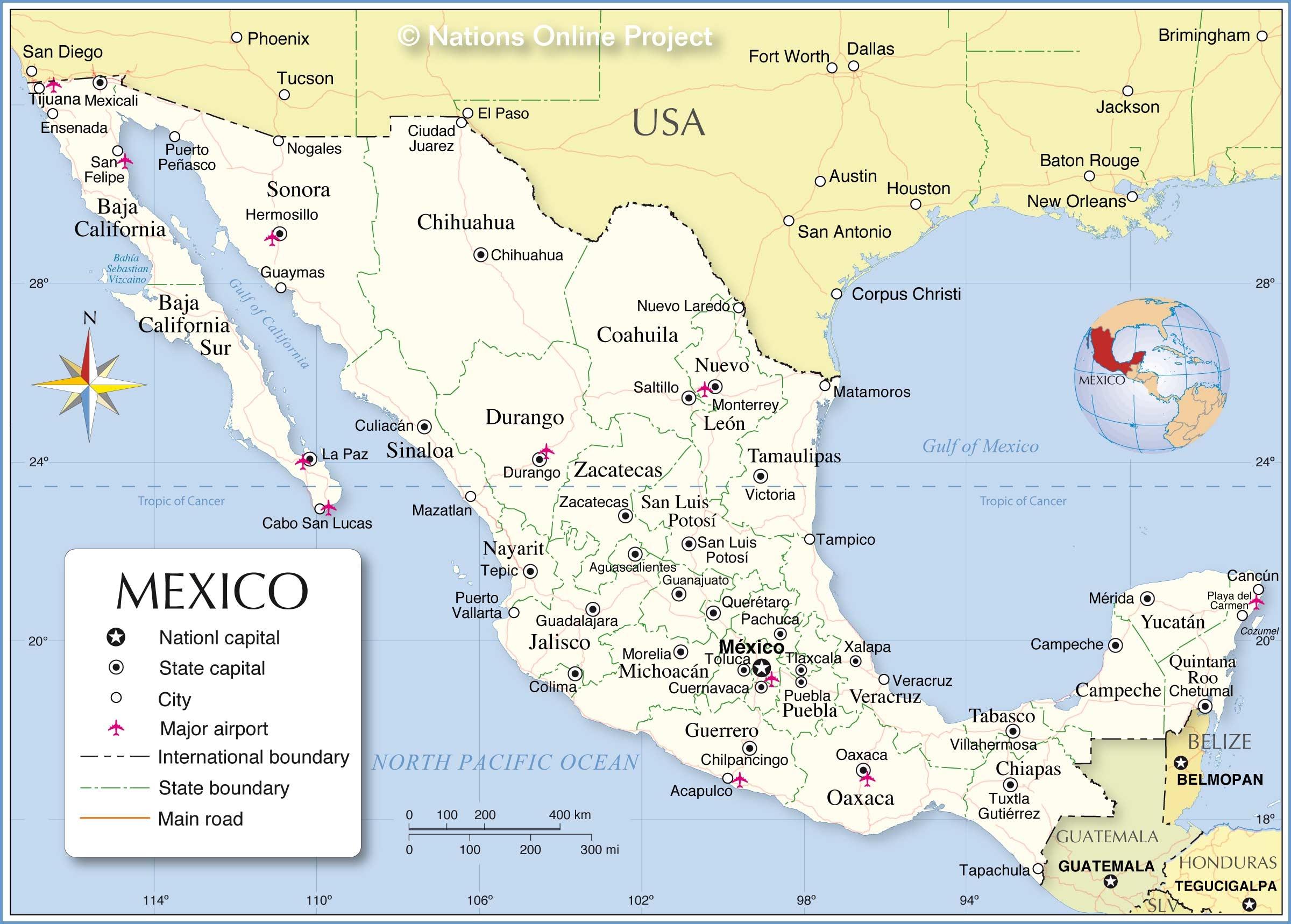 Map Of Mexico Printable