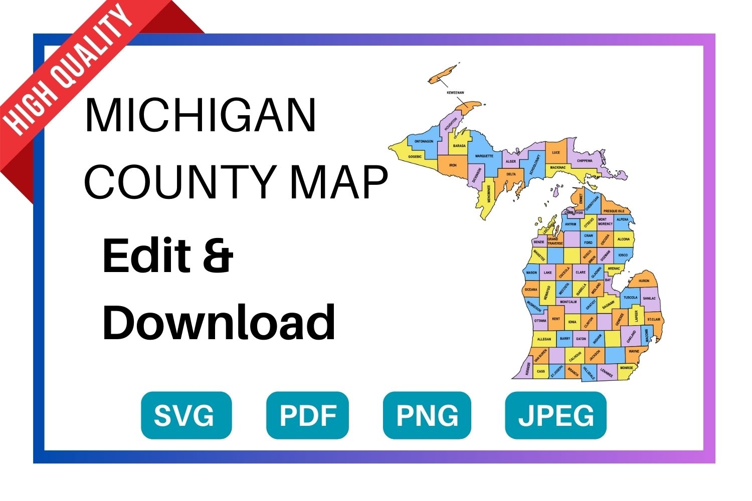 Map Of Michigan Counties Printable Printable Free Templates