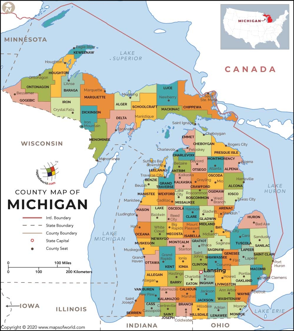 Map Of Michigan Counties Printable Printable Free Templates