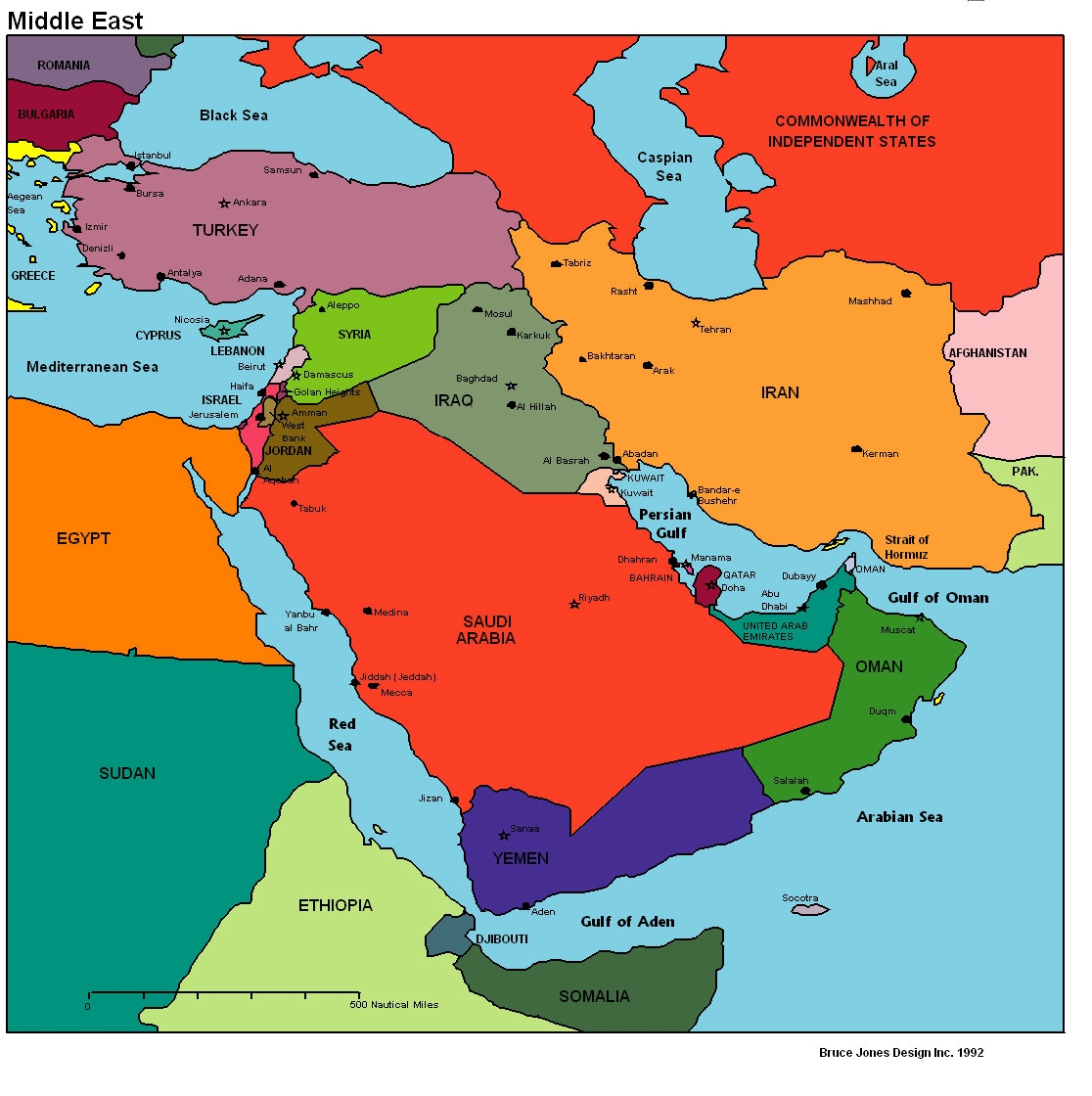 Map Of Middle East Printable