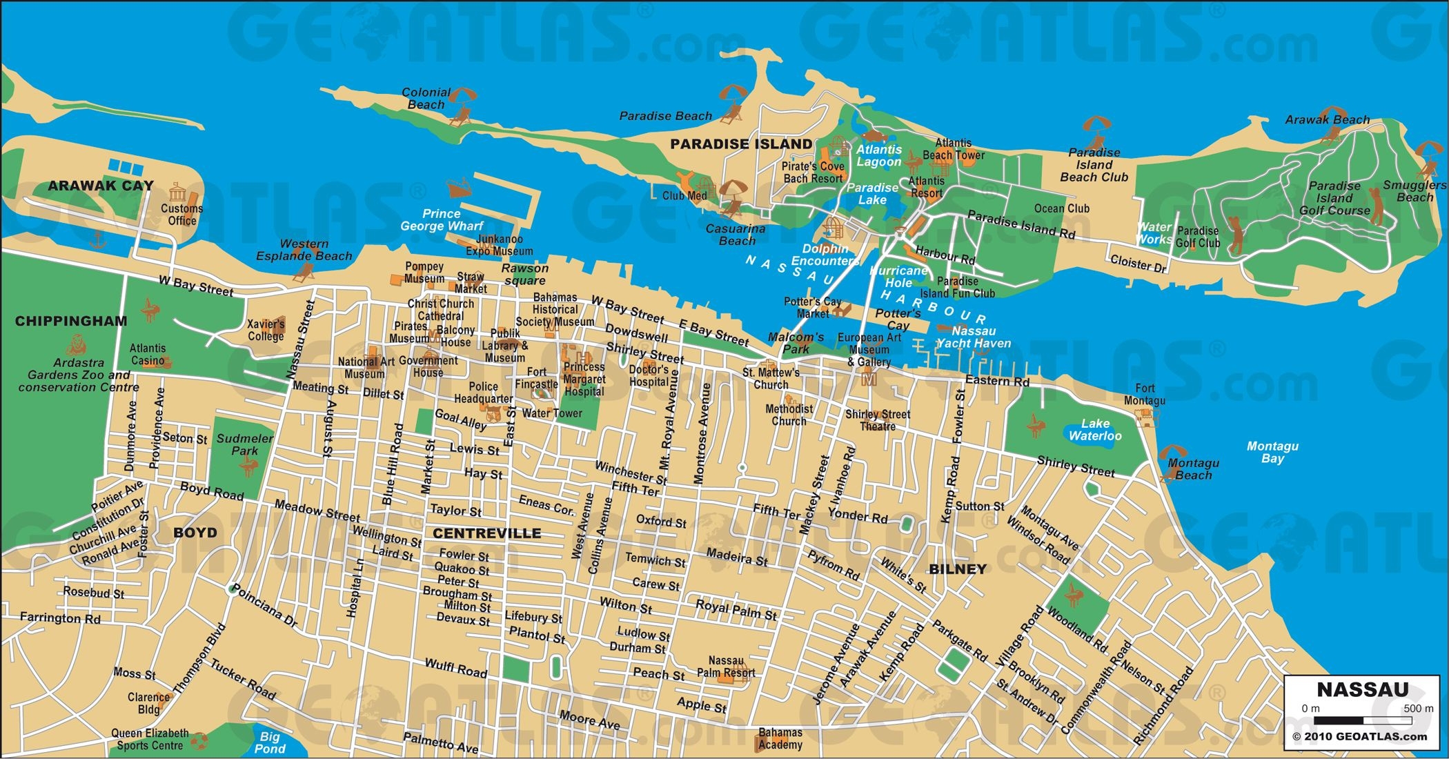 Map Of Nassau Bahamas Cruise Port Area Adams Printable Map
