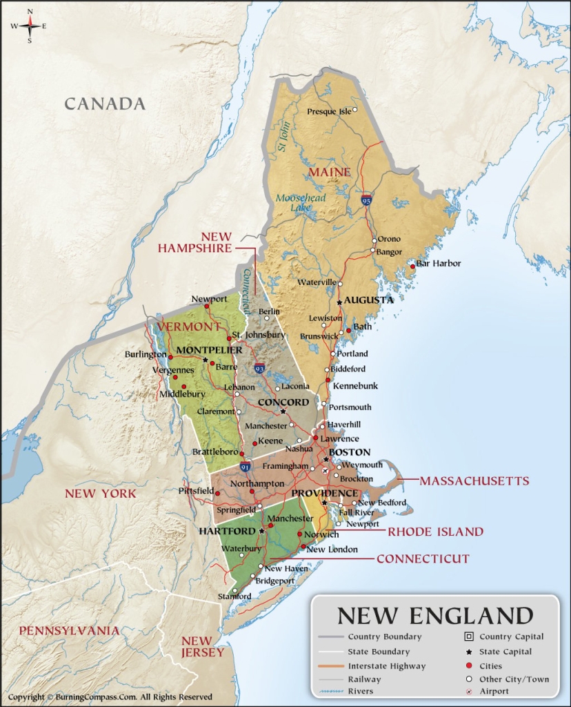 Map Of New England USA States Printable US Maps
