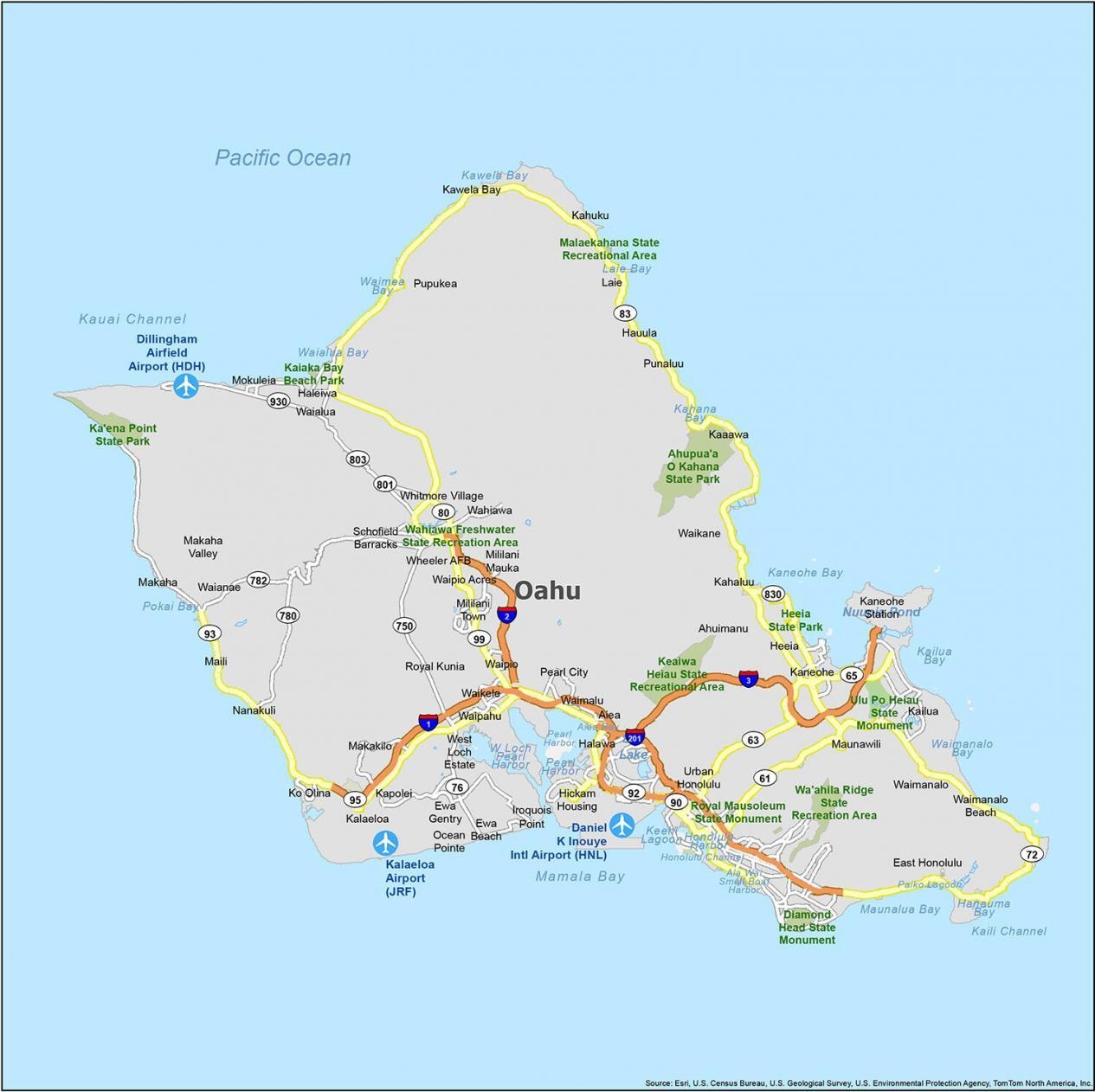 Map Of Oahu Island Hawaii GIS Geography