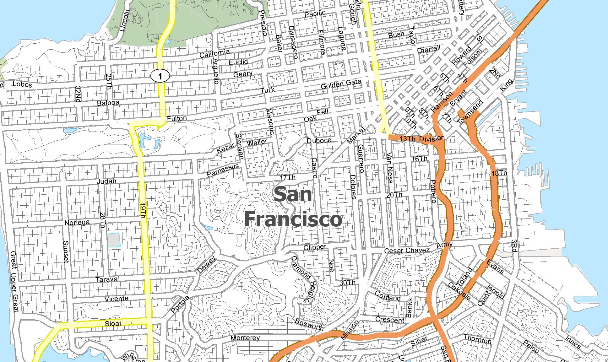 Map Of San Francisco Printable Fanny Printable
