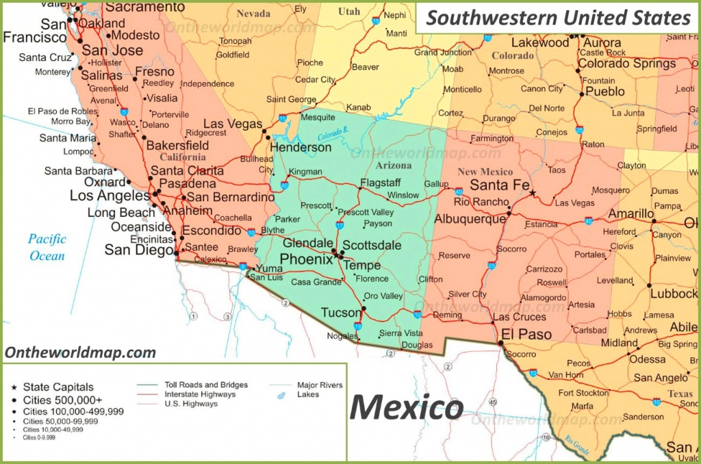 Map Of Southwestern United States Printable Road Map Of Southwest Usa 