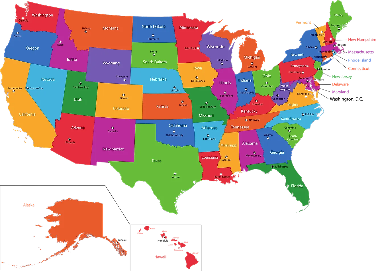 Map Of State Capitals Printable
