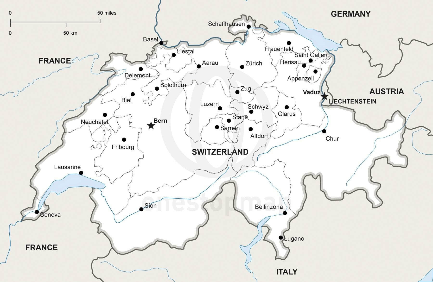 Map Of Switzerland Printable