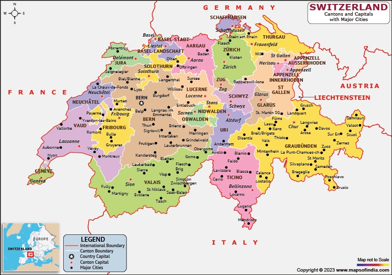 Map Of Switzerland Printable