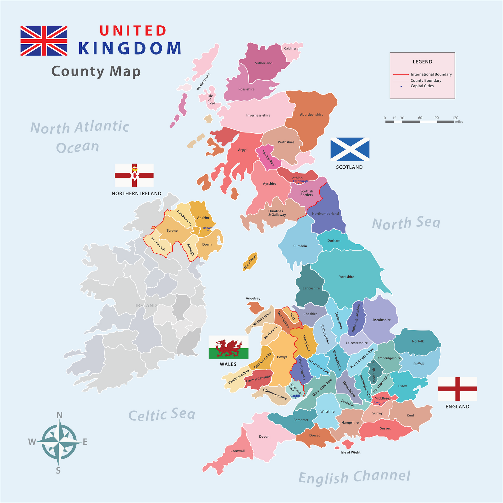 Map Of Uk Counties Printable