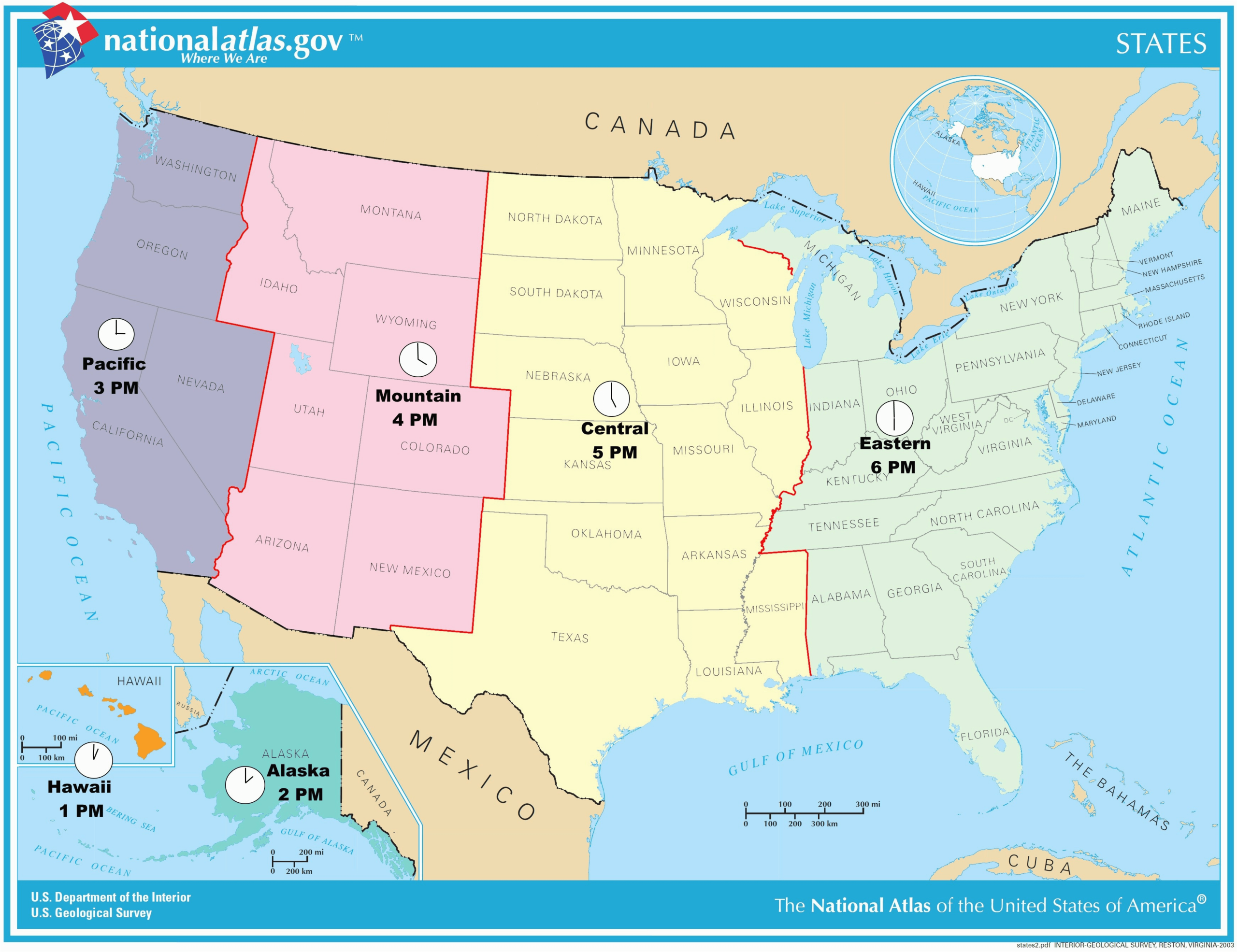 Map Of Us And Time Zones Printable Map Of The US