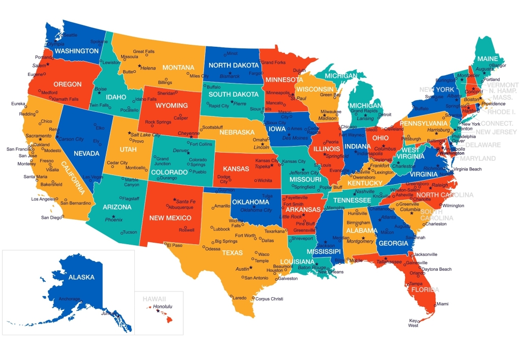 Map Of USA And Cities Printable US Maps