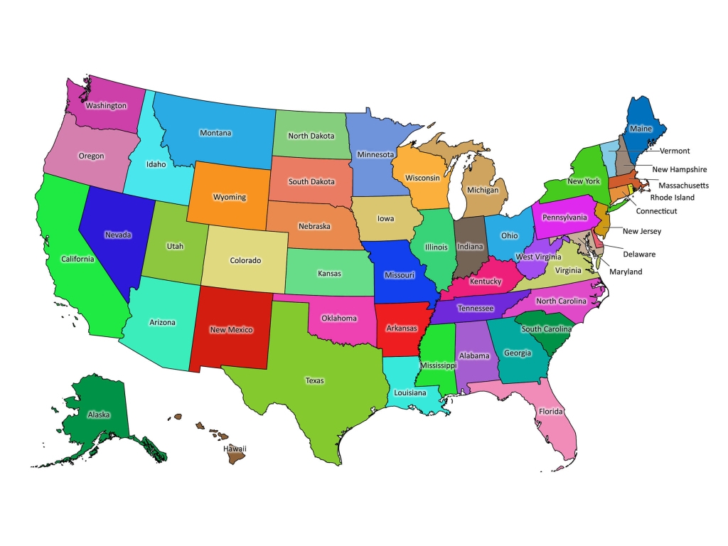 Map Of USA States Labeled Printable US Maps