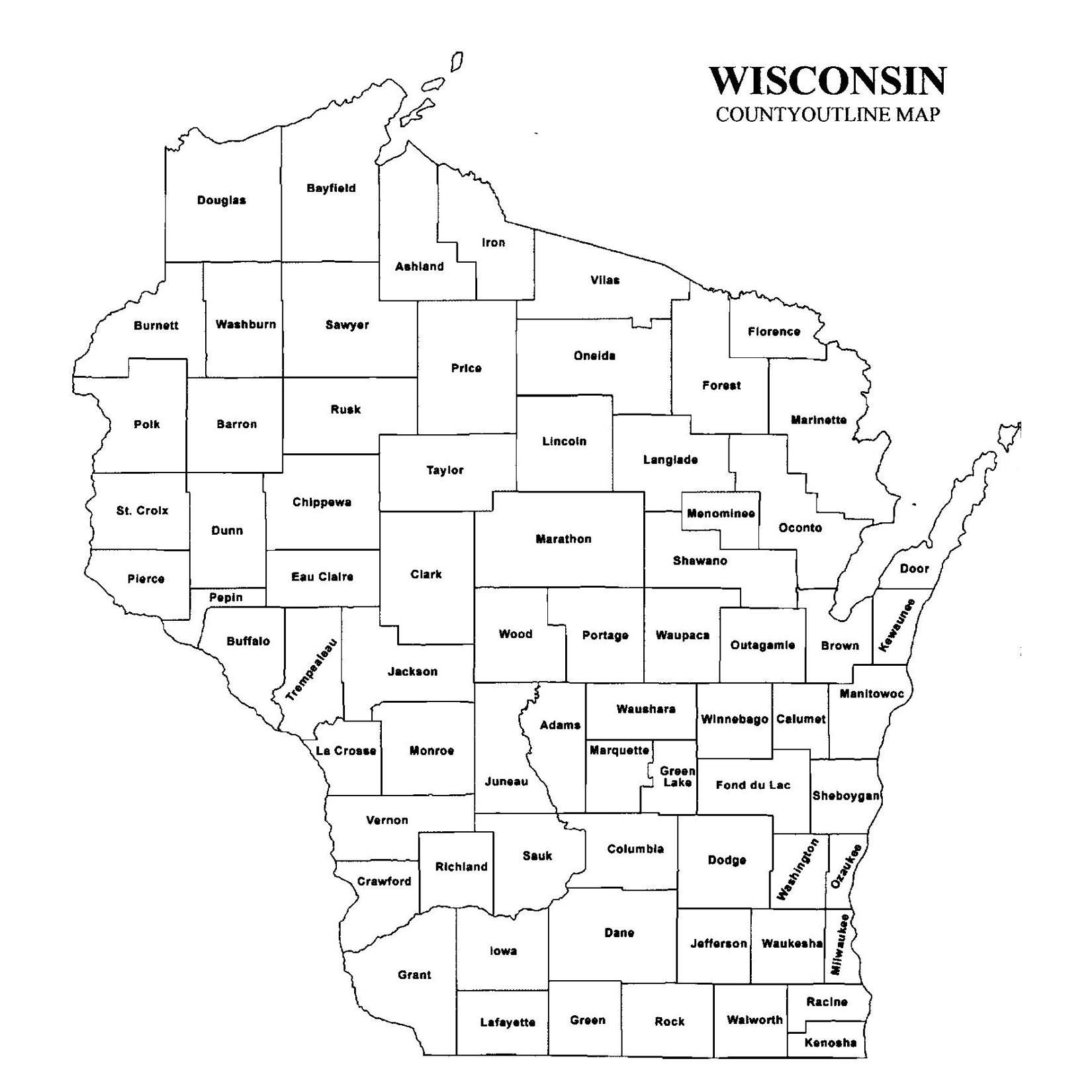 Map Of Wisconsin Counties Printable