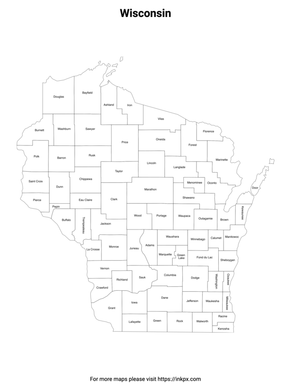 Map Of Wisconsin Counties Printable