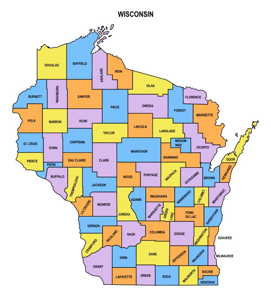 Map Of Wisconsin Counties Printable