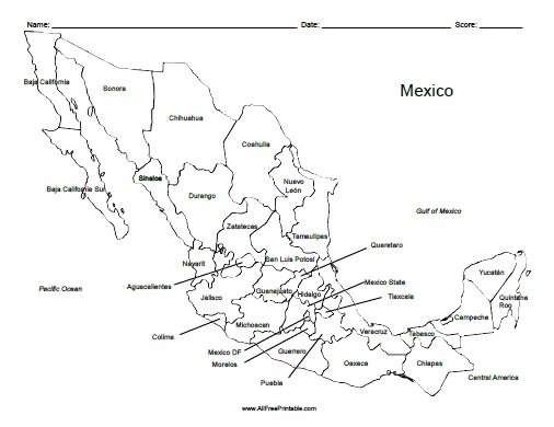 Mexico Labeled Map Free Printable