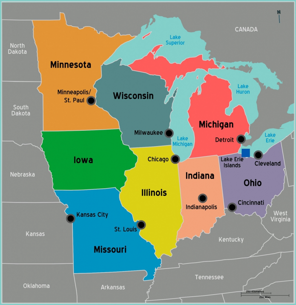 Midwest Wall Map Maps Printable Map Midwest United States
