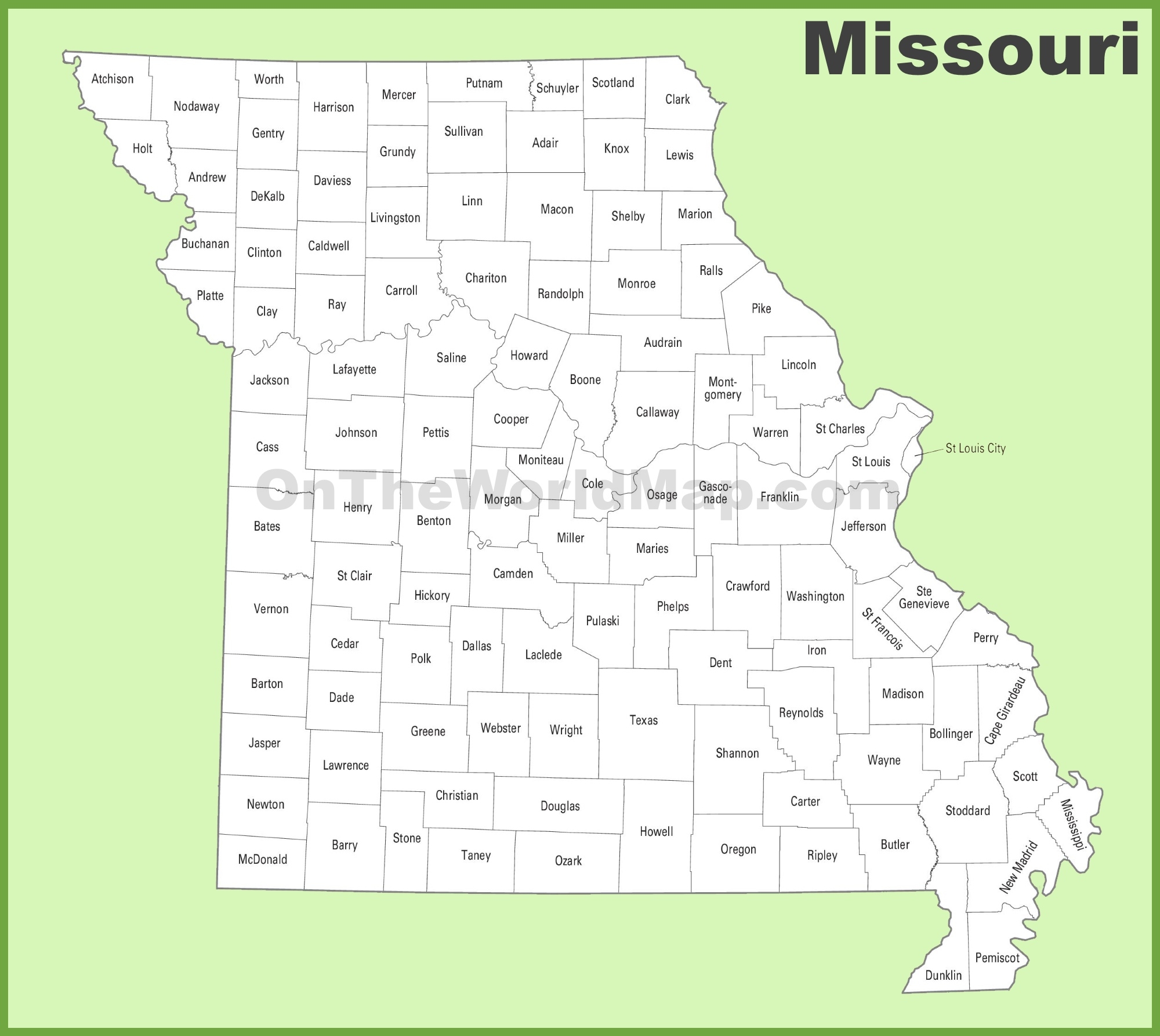 Missouri County Map Printable