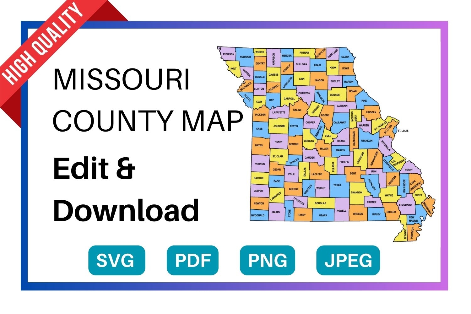Missouri Map Counties Printable