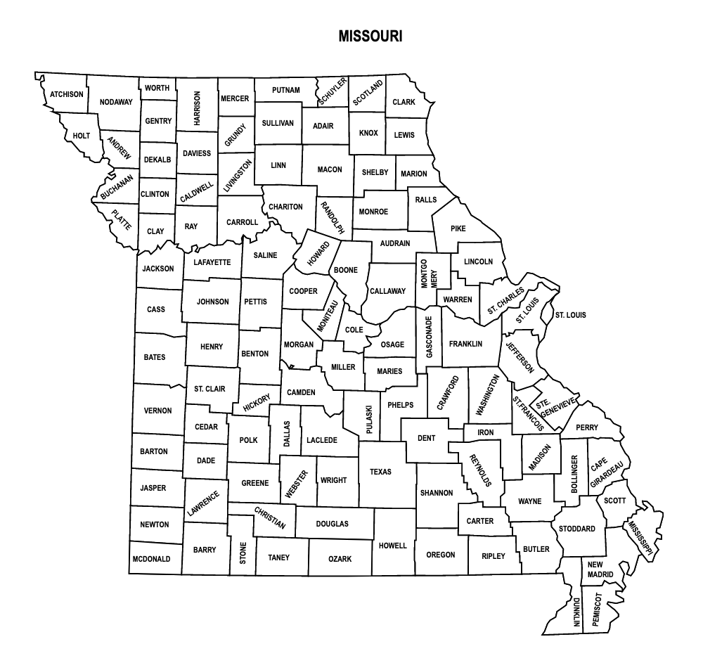 Missouri Map Counties Printable