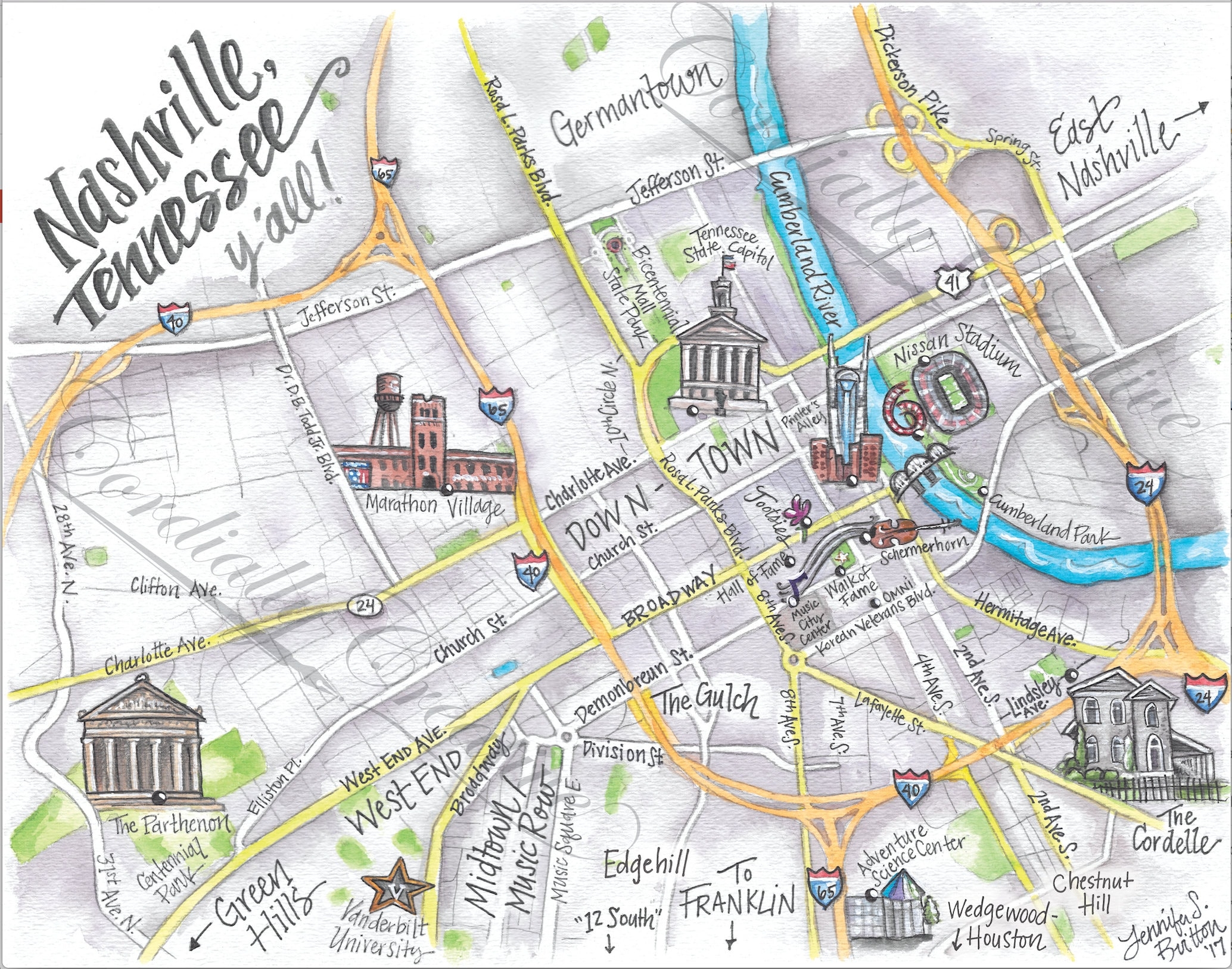 Nashville Printable Map