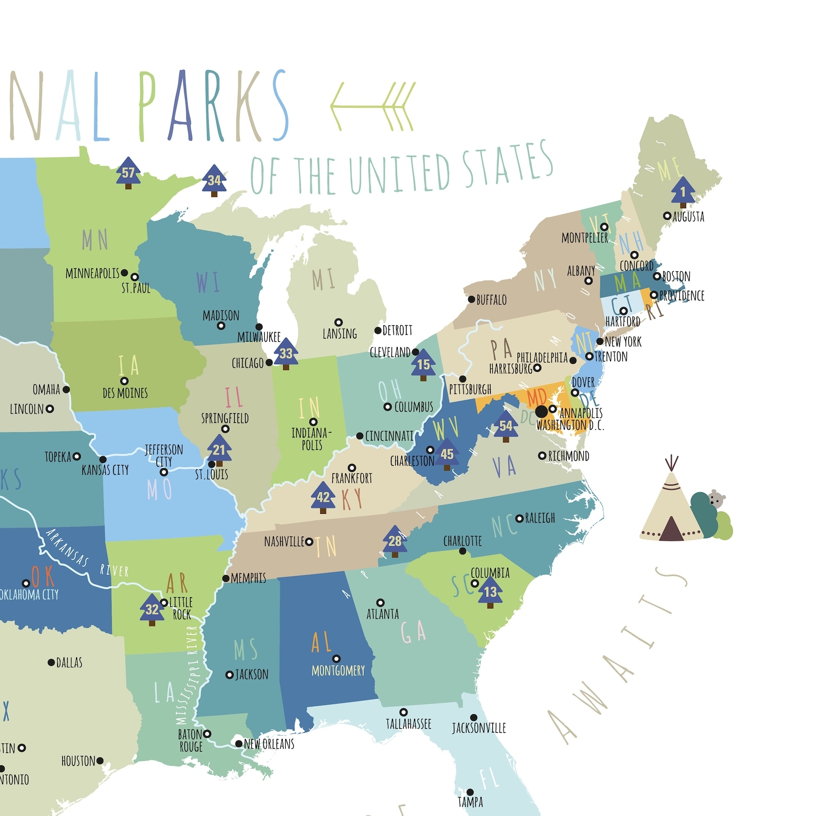 National Parks Map Printable