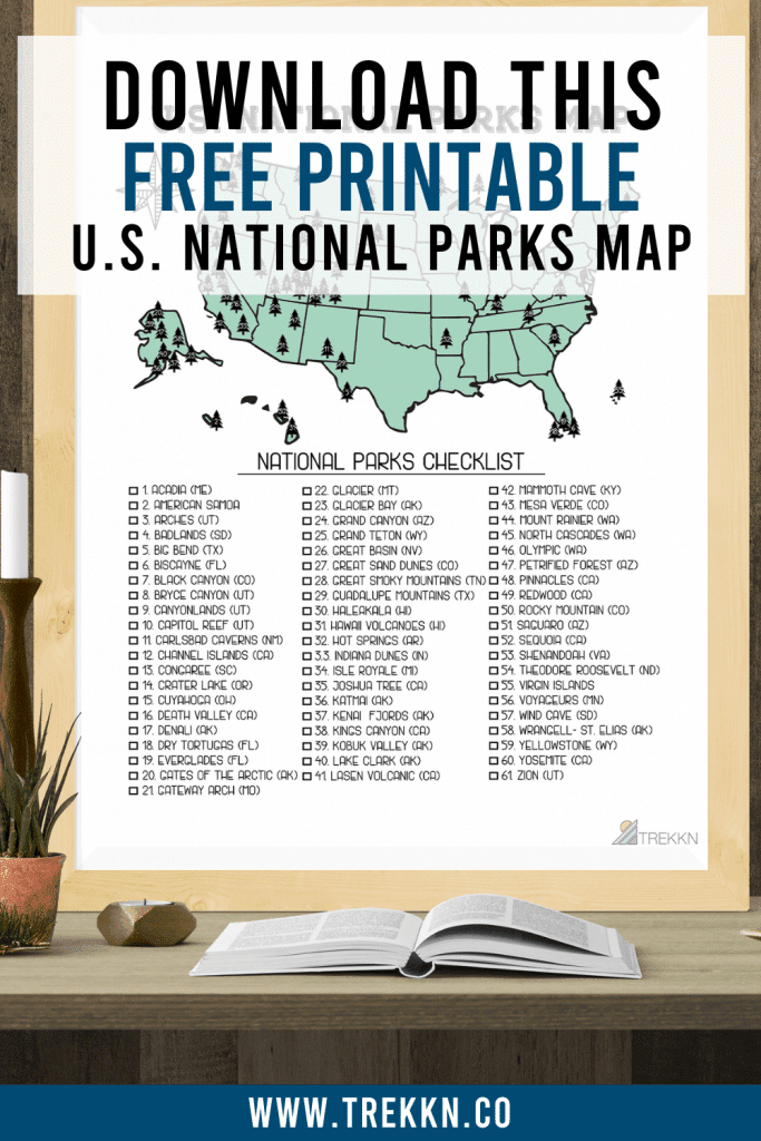 National Parks Map Printable