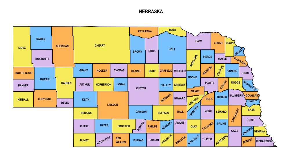 Nebraska County Map Printable