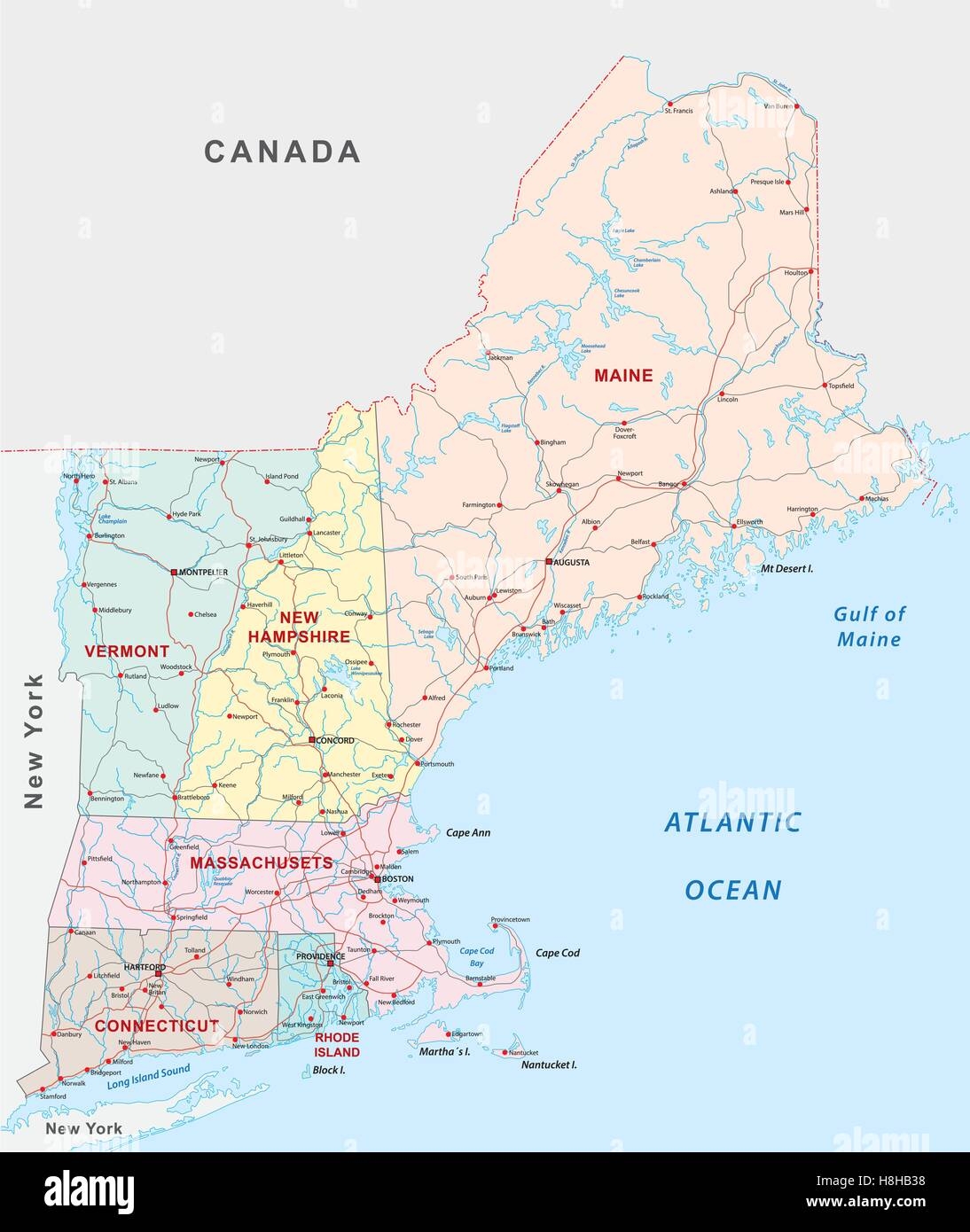 New England Map Printable New England Map Printable