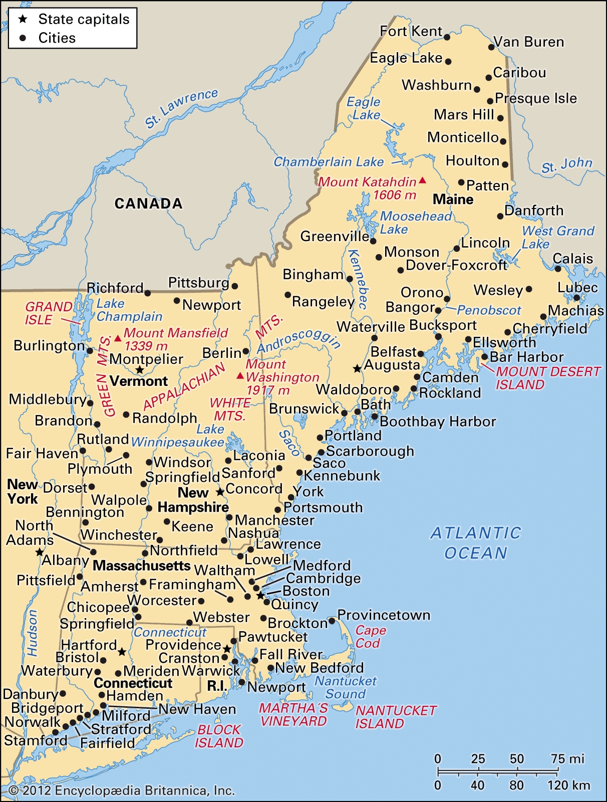 New England Printable Map