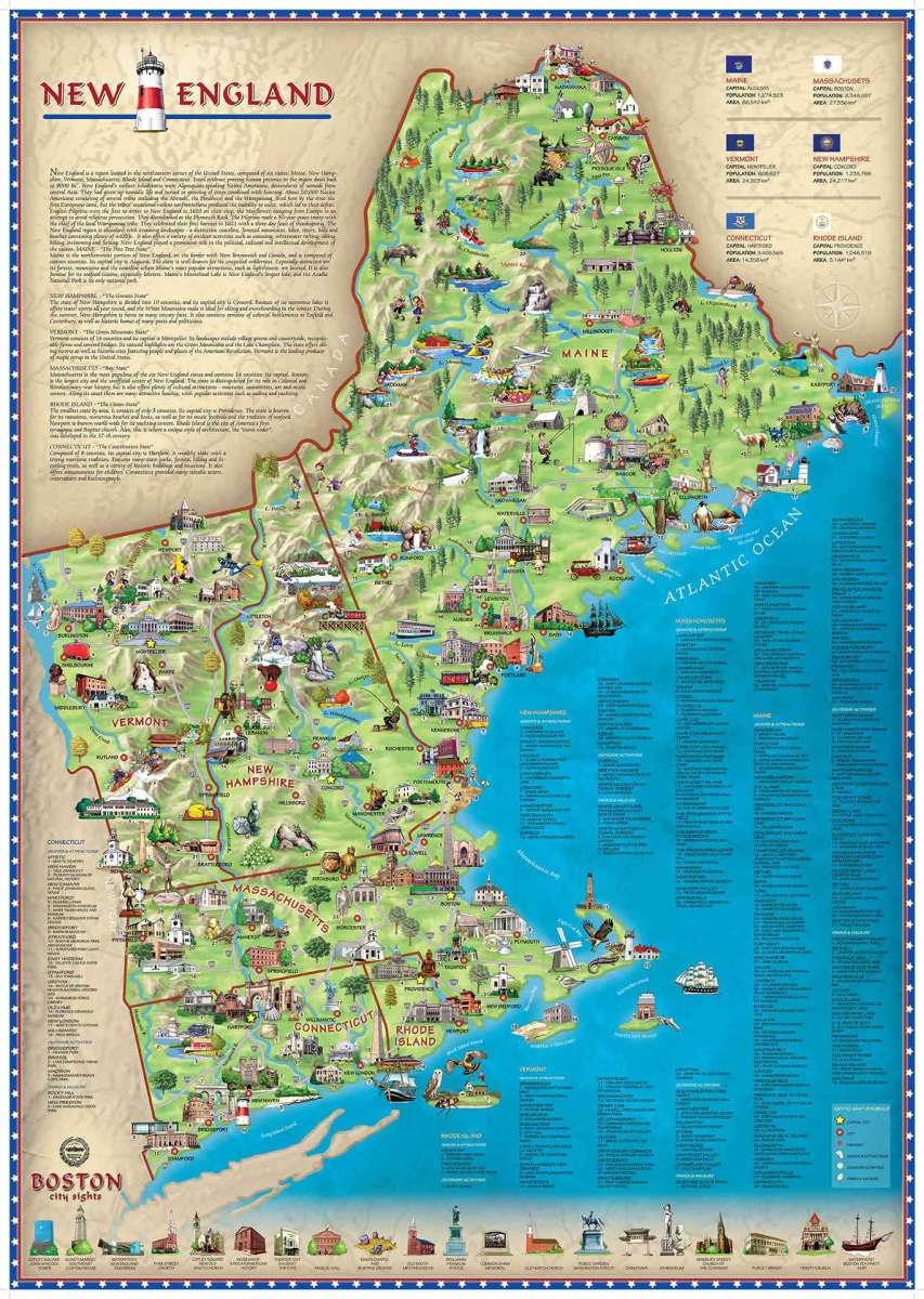 New England Printable Map
