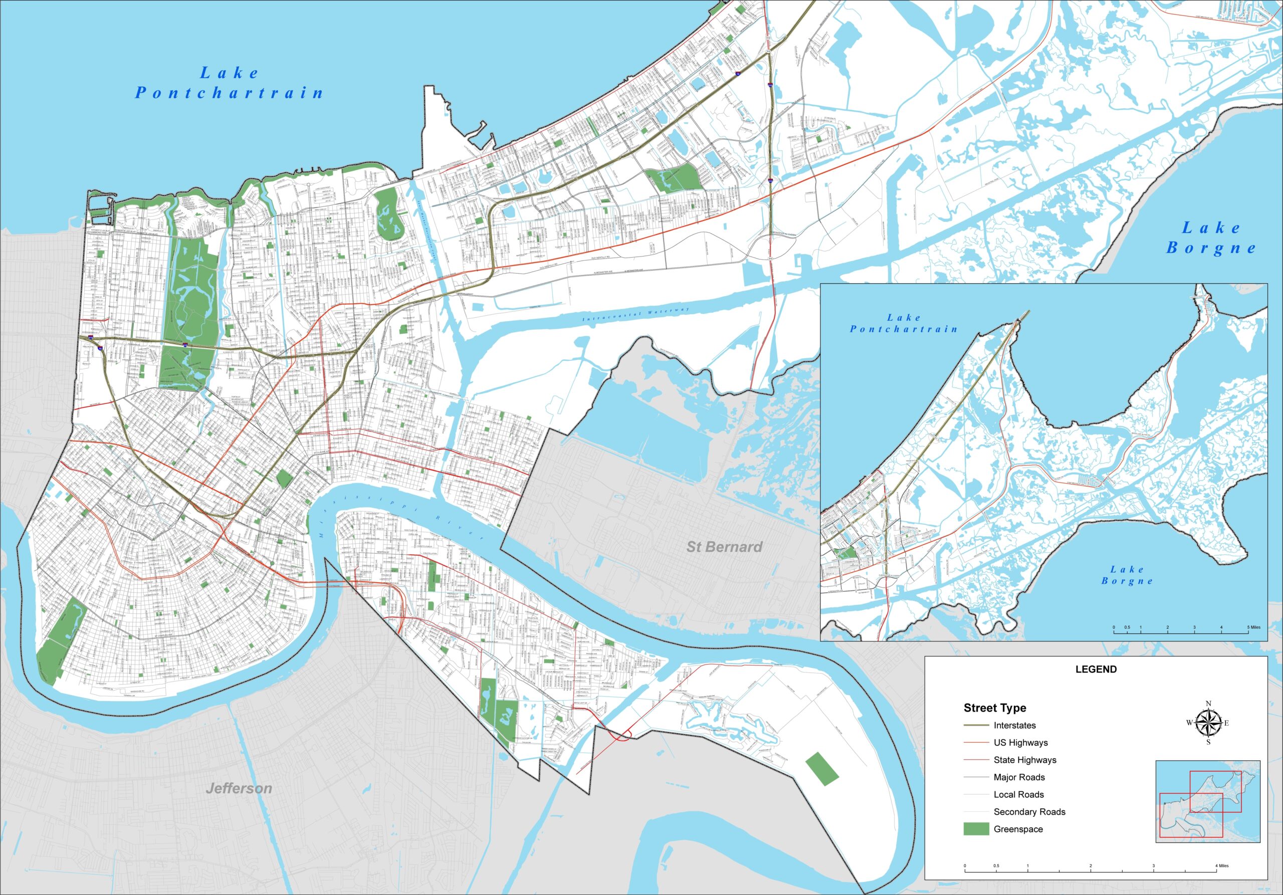 New Orleans Printable Map