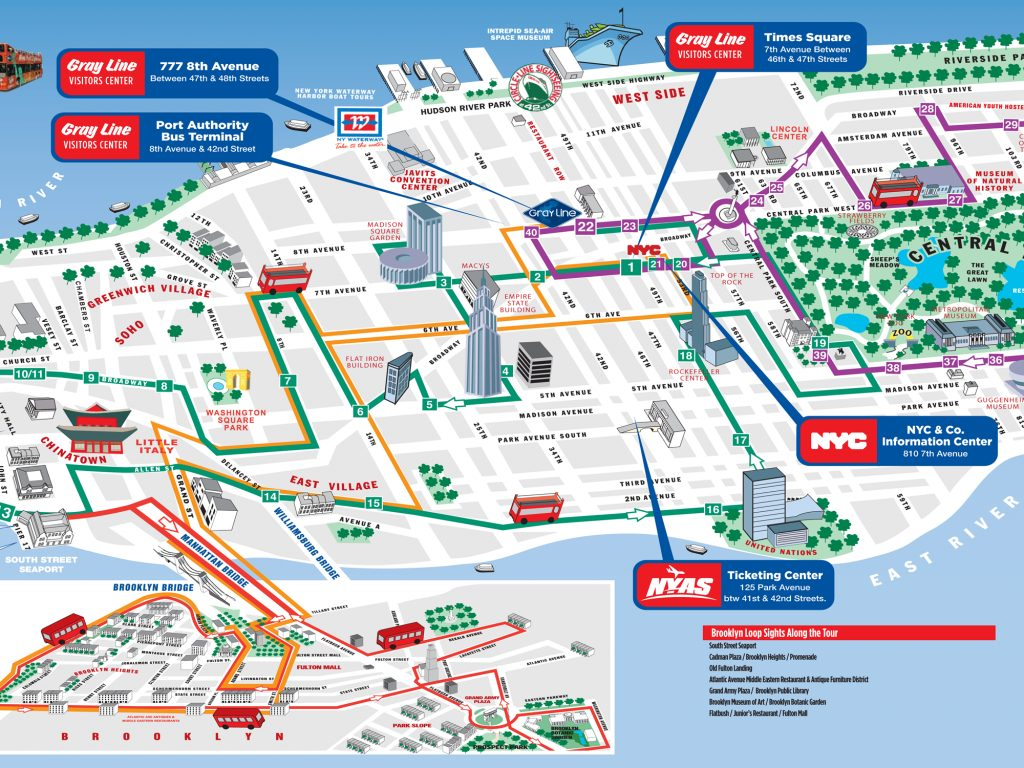 New York Attractions Map Printablenyc Printable Attractions Map