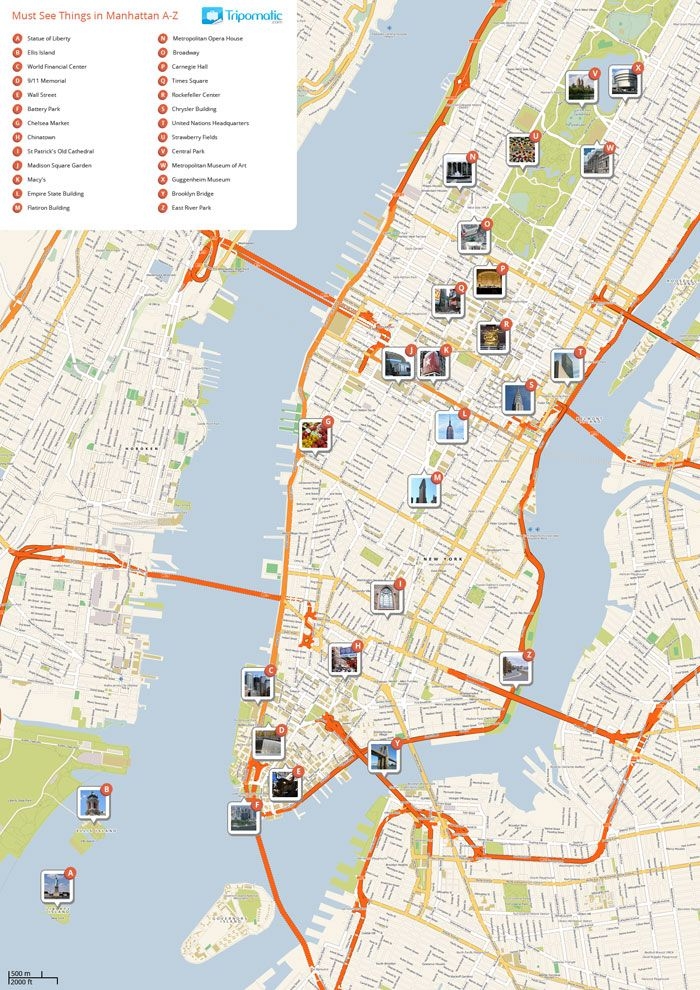 New York Printable Tourist Map New York City Manhattan Nyc Tourist 