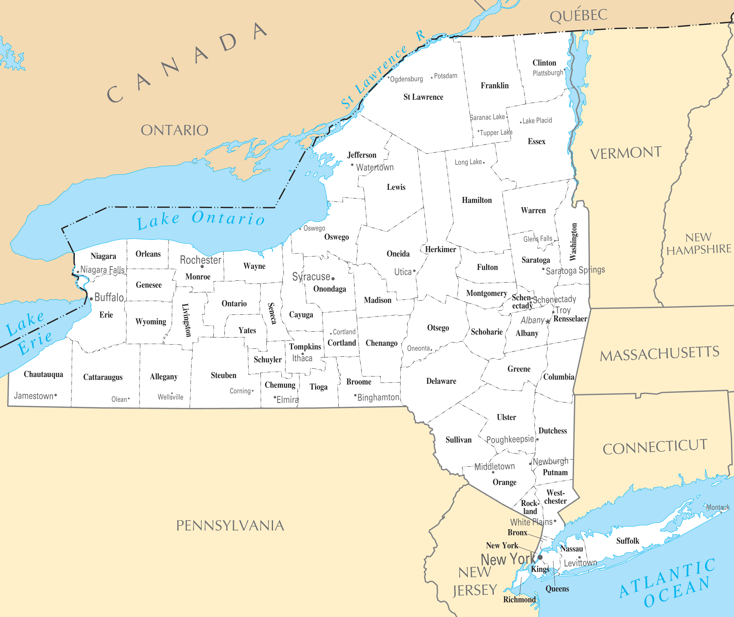 New York State Map Printable