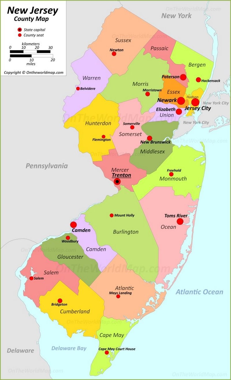 Nj County Map Printable