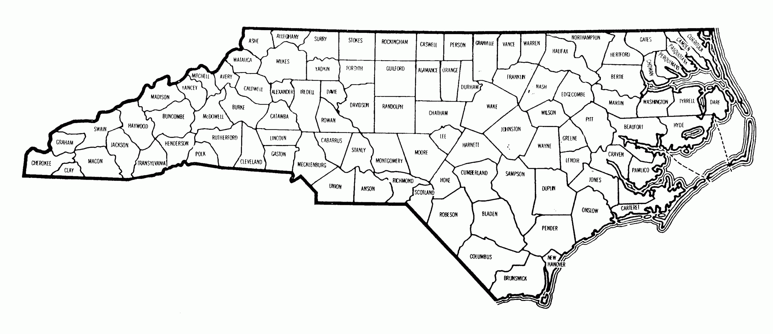 North Carolina Counties Map Printable