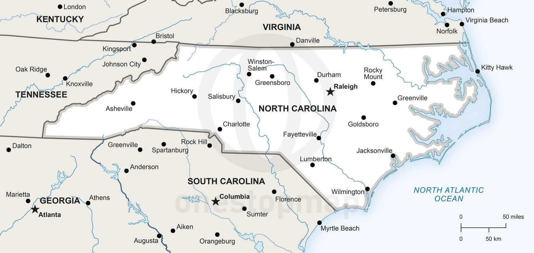 North Carolina Map Printable