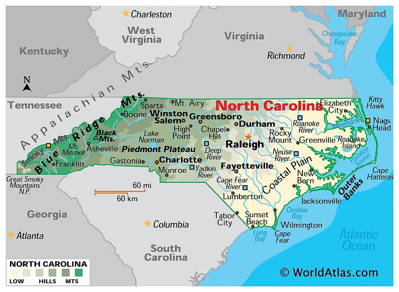 North Carolina Map Printable