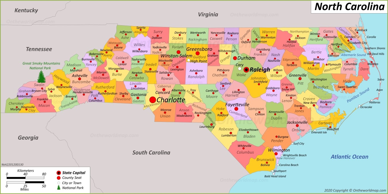 North Carolina State Map Printable