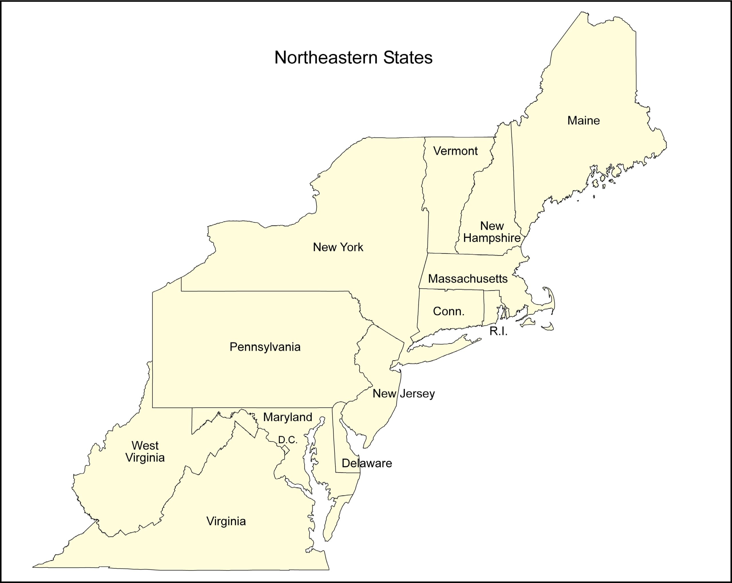 Northeast Region Map Printable Northeast Region Map Printable