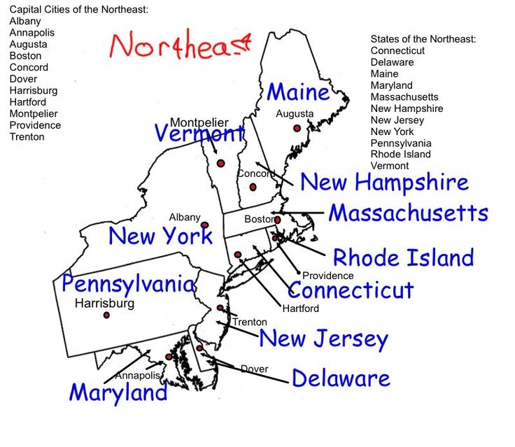 Northeast States And Capitals Map Printable Dev onallcylinders